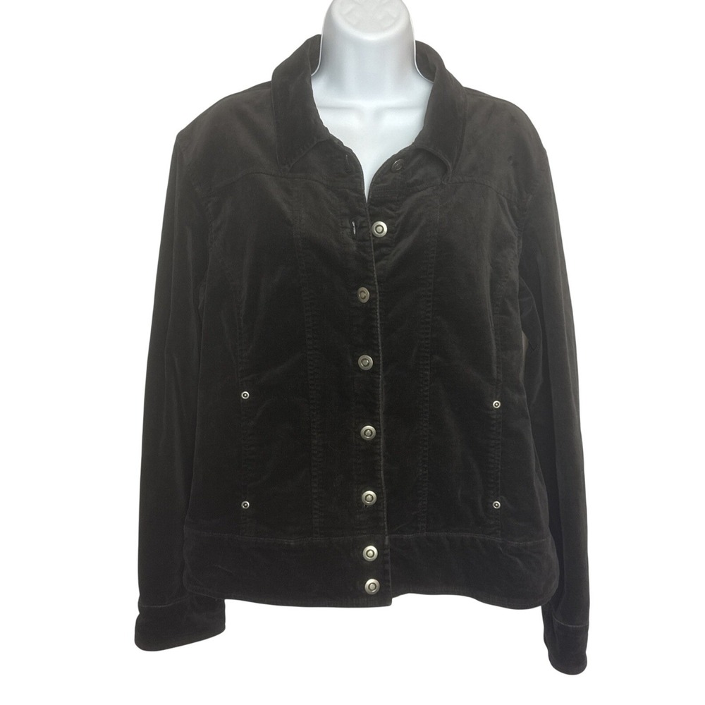 Chocolate Brown Womens XL Velvet Jacket Boxy Lagenlook‎ Classic Fall Minimalist
